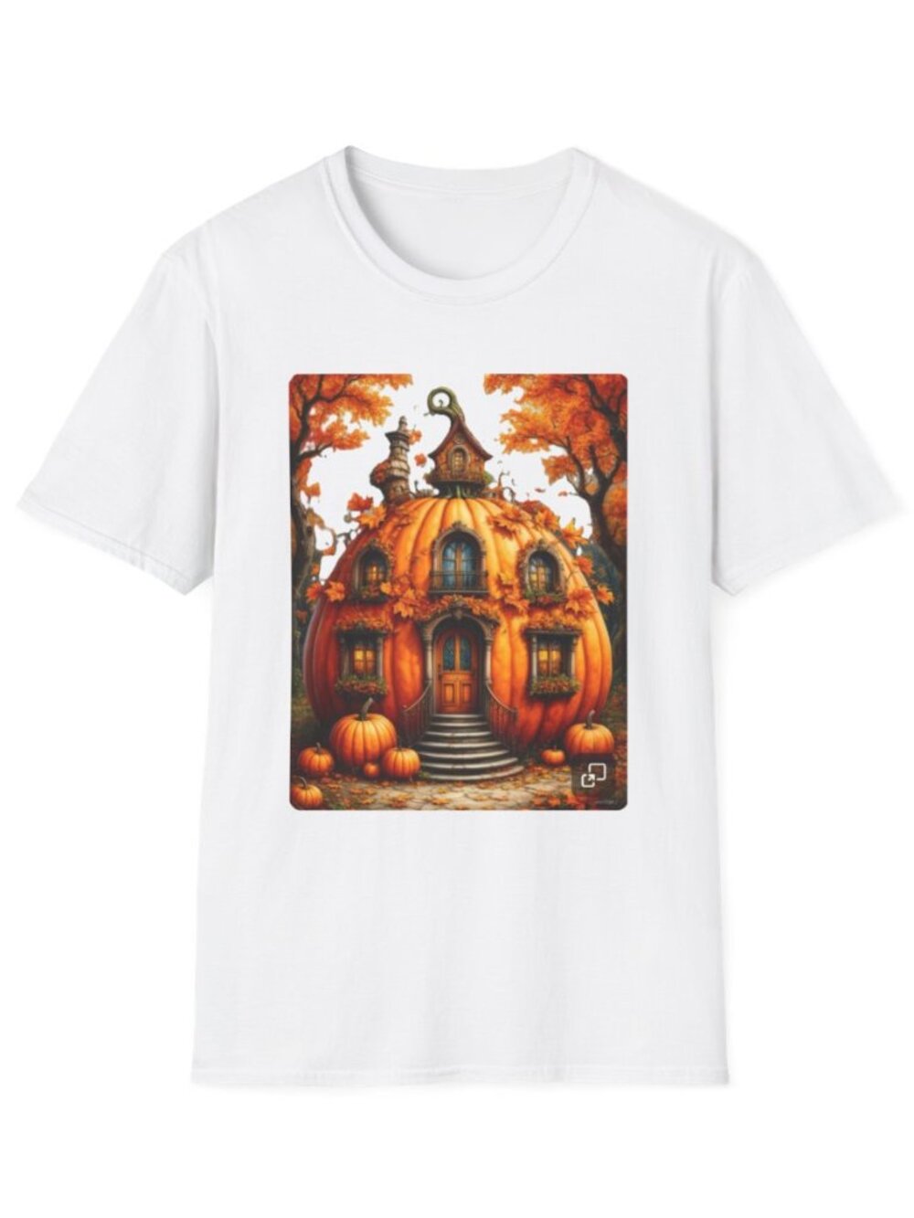Whimsical Pumpkin House T-Shirt | Halloween Autumn Cottage Illustration
